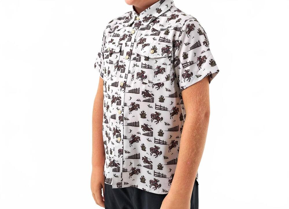 NEW BURLEBO youth boys performance western shirt in cowboy country